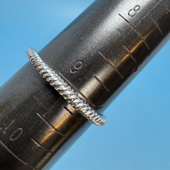 Sterling Silver 925 Peace Symbol Beaded Band Minimalist Stackable Ring Size 9 - Picture 7 of 8